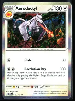 2023 Scarlet & Violet - 151 Aerodactyl #142 Holo Rare Pokemon Card - Image 1