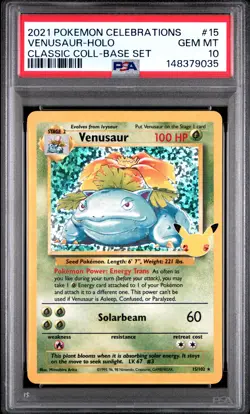 2021 POKEMON CELEBRATIONS CLASSIC COLLECTION #15 VENUSAUR-HOLO PSA 10 - Image 1