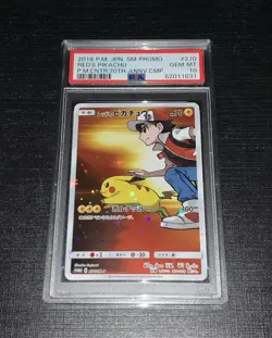 2018 Pokemon Japanese PSA 10 Red’s Pikachu Promo Card 270 SM-P - Image 1