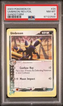 Pokemon Umbreon EX Sandstorm Reverse Holo Rare #24 PSA 8 Mint - Image 1