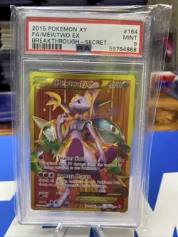 2015 POKEMON XY BREAKTHROUGH SECRET #164 FULL ART/MEWTWO EX PSA 9 - Image 1