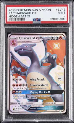 2019 POKEMON SUN & MOON HIDDEN FATES #SV49 FULL ART/CHARIZARD GX PSA 9 - Image 1