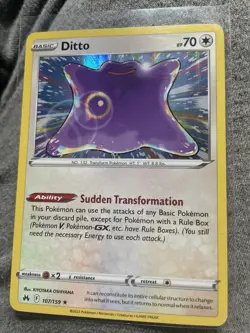 Pokemon TCG Ditto 107/159 Holo Rare Card Crown Zenith Sword And Shield - Image 1