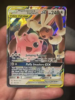 Mega Lopunny & Jigglypuff GX 165/236 Sm-Cosmic Eclipse Holo Pokemon card - Image 1