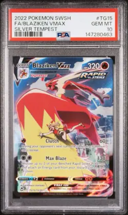 2022 POKEMON SWORD & SHIELD SILVER TEMPEST #TG15 FULL ART/BLAZIKEN VMAX PSA 10 - Image 1