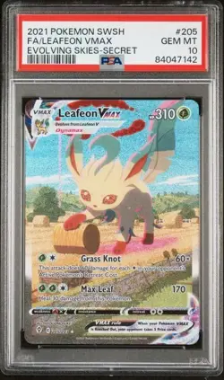 Pokemon TCG Leafeon VMAX ALT ART 205/203 2021 Cieli in Evoluzione PSA 10 - Image 1