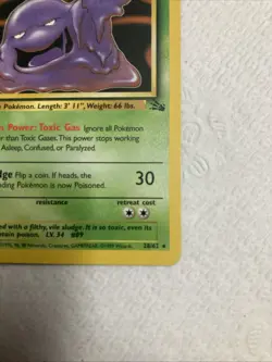 Pokemon TCG Muk Non-Holo Fossil Card 28/62 Vintage 1999 LP Condition - Image 3