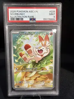 2026 POKEMON ASC EN-ASCENDED HEROES ILLUSTRATION RARE #225 SCORBUNNY PSA 9 - Image 1