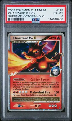 2009 Pokemon Charizard G LV. X Supreme Victors Platinum Holo #143 PSA 6 EX-MT - Image 1