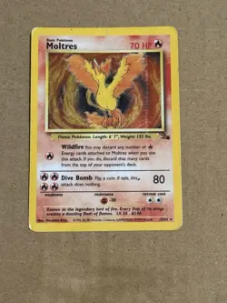 Pokemon Moltres 12/62 Fossil Basic 70 HP Holo Rare Unlimited English - Image 1