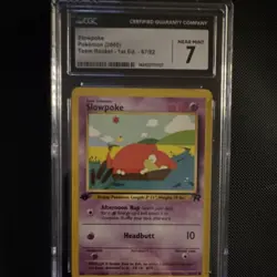 Pokemon TCG Team Rocket 1st Edition Slowpoke 67/82 Regular CGC 7 English - Image 1