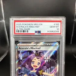 2025 Pokemon Mega Evolutions Acerola’s Mischief #165 Ultra Rare EN Graded PSA 10 - Image 2