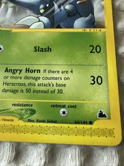 Pokemon TCG Heracross Skyridge 64/144 Non-Holo E Series WOTC Vintage LP - Image 2