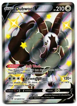 Dubwool V SV120/SV122 - Shining Fates Shiny Vault Pokemon TCG Holo - M/LP Card - Image 1