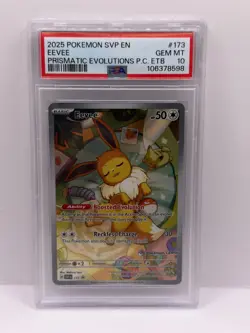 Pokemon 2025 Prismatic Evolutions Pokemon Center ETB Promo Eevee #173 PSA 10 - Image 1