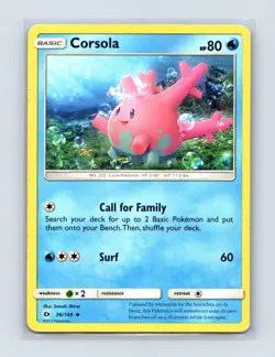 Corsola 36/149 Uncommon SM Base Set Pokemon Lightly Played - Image 1