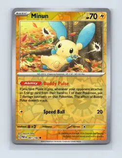Minun 061/182 Common Paradox Rift Pokemon Reverse Holo Near Mint - Image 1