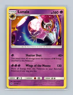 Lunala 61/145 Rare Guardians Rising Pokemon Lightly Played - Image 1