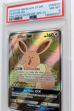 2019 POKEMON SM BLACK STAR PROMO #SM233 FULL ART/EEVEE GX PSA 8 - Image 4
