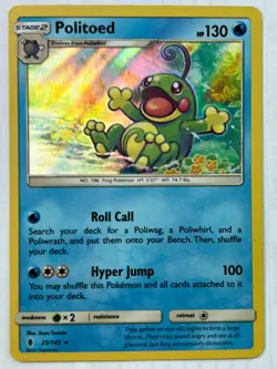 Politoed Holo 25/145 SM - Guardians Rising NM Pokemon Fast Ship - Image 1