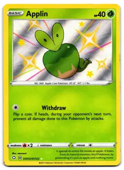 Applin SV012/SV122 - 🌊 Shining Fates Shiny Vault Shiny Rare Pokemon TCG 🖤 - LP - Image 1