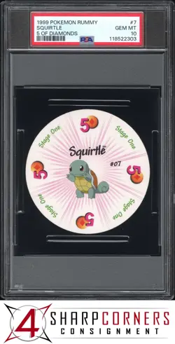 1999 POKEMON RUMMY #7 SQUIRTLE 5 OF DIAMONDS PSA 10 - Image 1