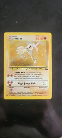 Pokemon TCG Hitmonlee Fossil 7/62 Holo Rare NM - Image 1