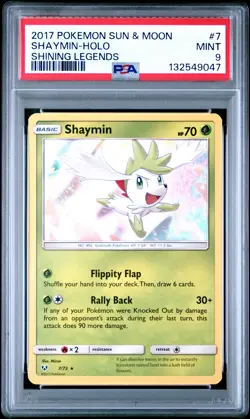 2017 POKEMON SUN & MOON SHINING LEGENDS #7 SHAYMIN-HOLO PSA 9 - Image 1