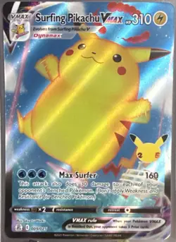 Pokemon Celebrations 25th Anniversary Surfing Pikachu VMAX 009/025 Full Art NM/M - Image 1