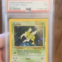 2000 Pokemon Base Set 2 Scyther Holo #17 PSA 7 NM WOTC Vintage Clean - Image 3