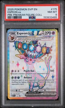 2025 Pokemon #175 Espeon EX Prismatic Premium Figure Collection Promo PSA 8 - Image 1