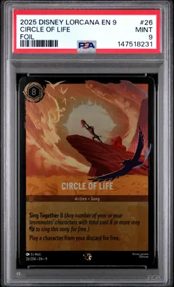 2025 DISNEY LORCANA EN 9-FABLED FOIL #26 CIRCLE OF LIFE PSA 9 - Image 1