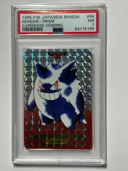 1996 Pokemon Japanese Bandai Carddass Vending Gengar Red Prism $94 PSA 7 NM - Image 1