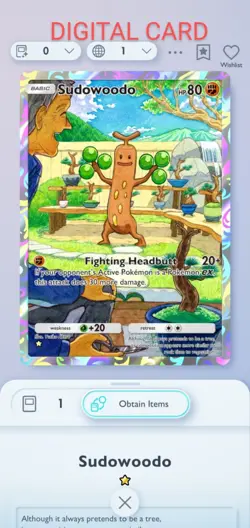 Pokemon Pocket Mobile Game Triumphant Light Set Sudowoodo ☆ Rare Digital Trade - Image 1