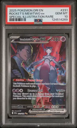 2025 POKEMON DRI EN-DESTINED RIVALS #231 TEAM ROCKET'S MEWTWO EX PSA 10 - Image 1