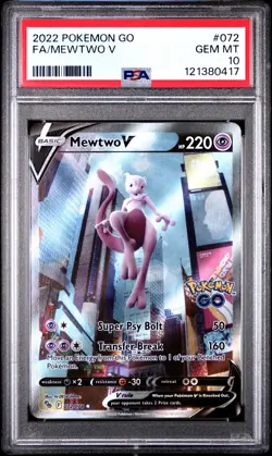 2022 POKEMON GO #072 FULL ART/MEWTWO V PSA 10 - Image 1