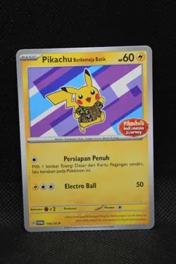 Pokemon Promo Indonesia Pikachu Lila Batik 154/SV-P Stamped Indonesia Journey - Image 1