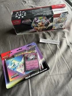 Pokemon Prismatic Evolutions Surprise Box Booster Bundle Sam’s w/ Tech Sticker - Image 2