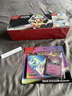 Pokemon Prismatic Evolutions Surprise Box Booster Bundle Sam’s w/ Tech Sticker - Image 5