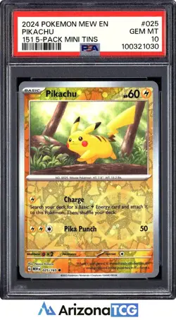 Pokemon 2024 Pikachu 025/165 Holo 151 5-Pack Mini Tins GEM MINT PSA 10 - Image 1