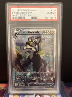 Pokemon TCG PSA 10 GEM MINT Rapid Strike Urshifu V Battle Styles 2021 - Image 1