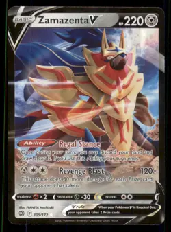 Zamazenta V Ultra Rare Brilliant Stars #105/172 Pokemon TCG LP - Image 1
