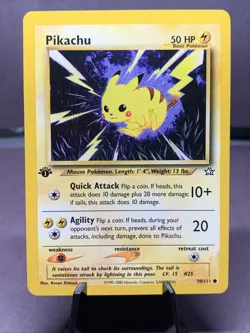 Pokemon TCG 1st Edition Pikachu 70/111 Neo Genesis Non Holo VTG WOTC 2000 Miscut - Image 1