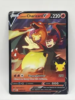 Pokemon TCG Lance's Charizard V SWSH133 Promo Celebrations - Image 1
