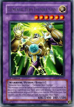 Yugioh Elemental Hero Thunder Giant DP1-EN011 1st Edition Rare NM - Image 1