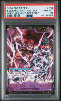 2024 ONE PIECE PROMOS OFFICIAL EVENT TOP PRIZE #013 EUSTASS "CAPTAIN" KID PSA 10 - Image 1