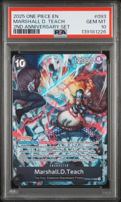 2025 ONE PIECE ENGLISH VERSION 2ND ANNIVERSARY SET #093 MARSHALL D. TEACH PSA 10 - Image 1