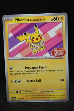 Pokemon Promo Indonesia Pikachu Rosa Batik 190/SV-P Stamped Indonesia Journey - Image 1
