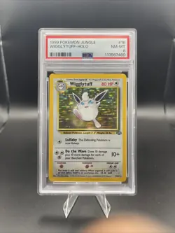 1999 Pokemon Wotc Jungle Wigglytuff Holo card #16/64 PSA 8 NM-MT vintage slab - Image 1