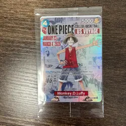 One Piece Monkey D. Luffy US College Basketball Promo Card Voyage P-055 Sealed - Image 2